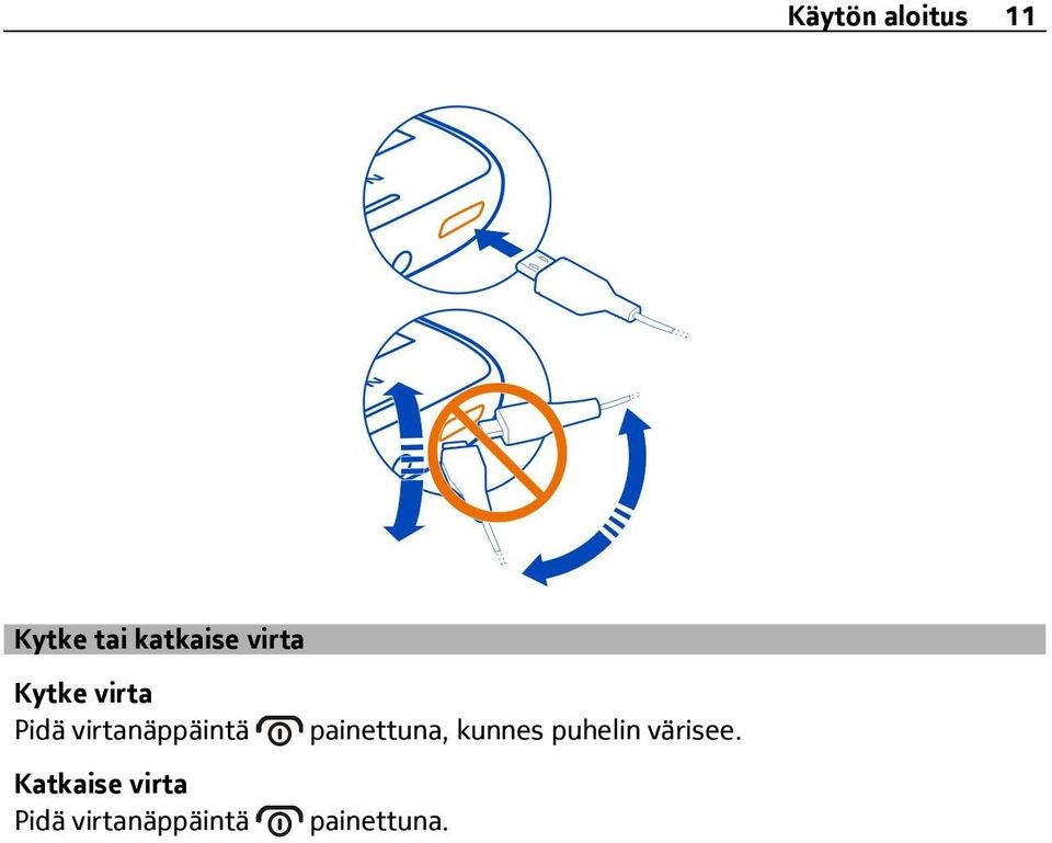 Katkaise virta Pidä virtanäppäintä