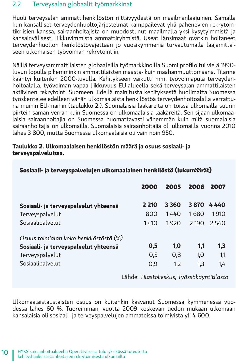 liikkuvimmista ammattiryhmistä. Useat länsimaat ovatkin hoitaneet terveydenhuollon henkilöstövajettaan jo vuosikymmeniä turvautumalla laajamittaiseen ulkomaisen työvoiman rekrytointiin.