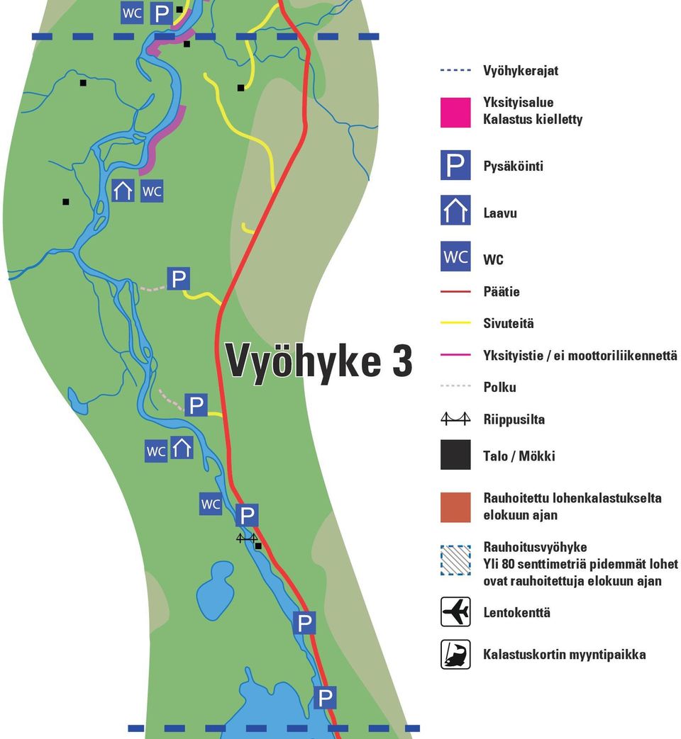 Rauhoitettu lohenkalastukselta elokuun ajan Rauhoitusvyöhyke Yli 80 senttimetriä