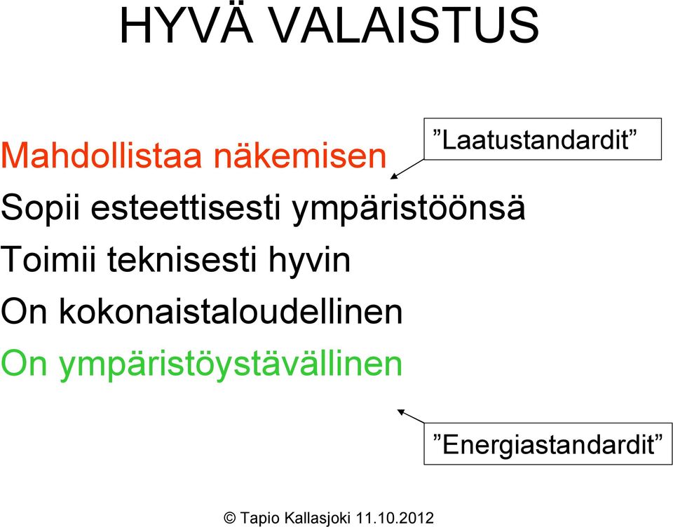 teknisesti hyvin On kokonaistaloudellinen On
