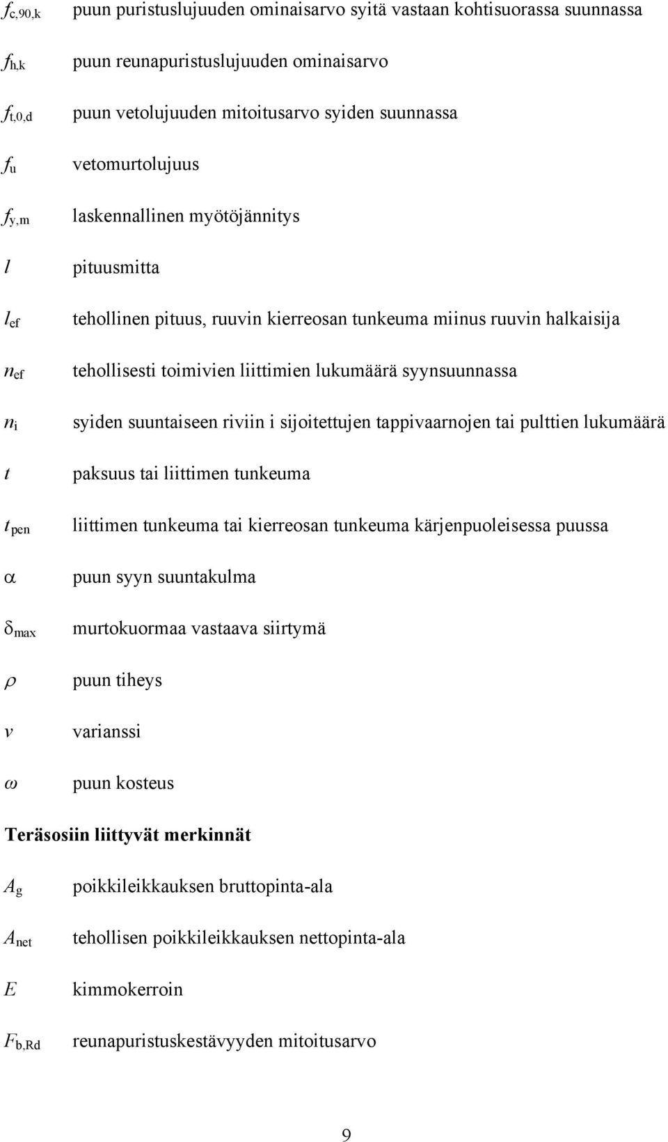 syynsuunnassa n i syiden suuntaiseen riviin i sijoitettujen tappivaarnojen tai pulttien lukumäärä t paksuus tai liittimen tunkeuma t pen liittimen tunkeuma tai kierreosan tunkeuma kärjenpuoleisessa