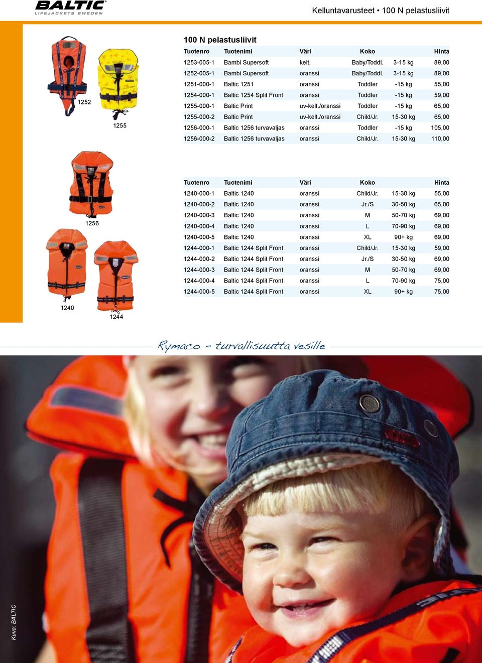 /oranssi Toddler -15 kg 65,00 1255-000-2 Baltic Print uv-kelt./oranssi Child/Jr.