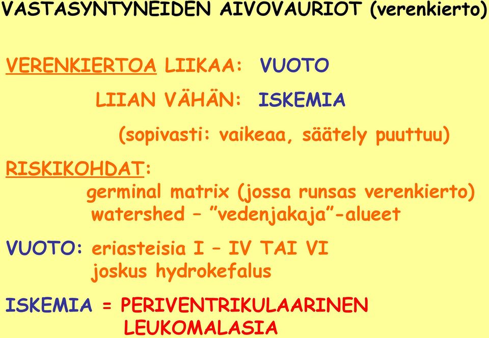 matrix (jossa runsas verenkierto) watershed vedenjakaja -alueet VUOTO: