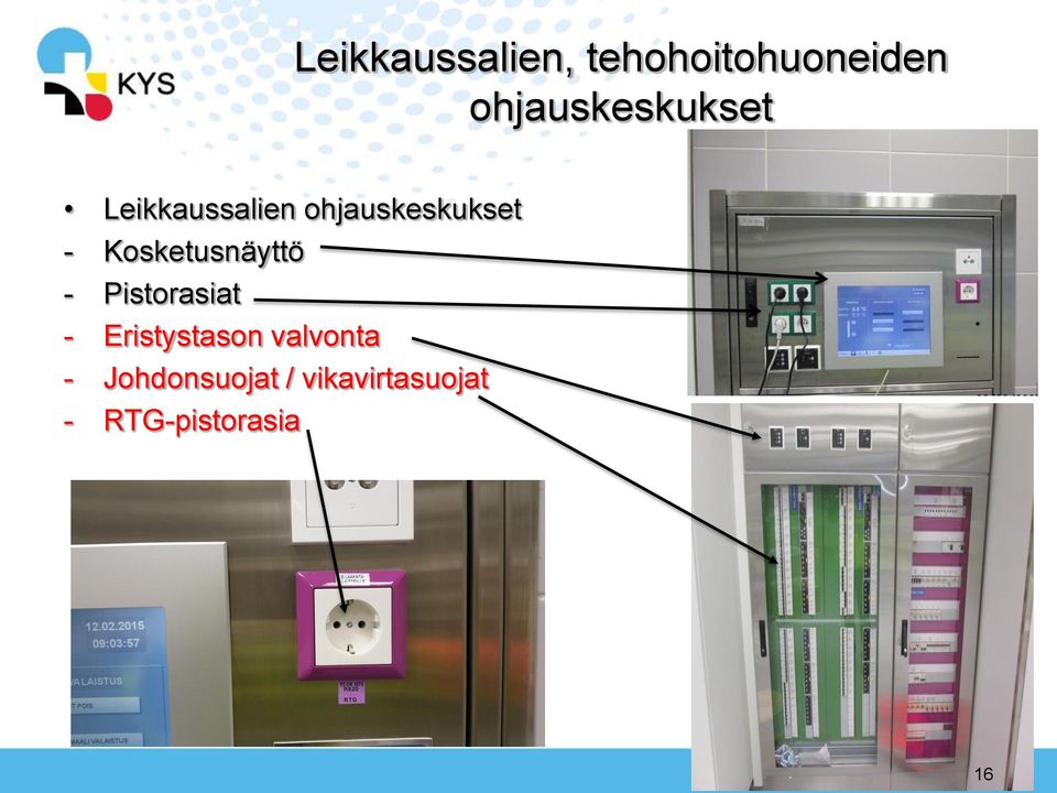 - Kosketusnäyttö - Pistorasiat - Eristystason
