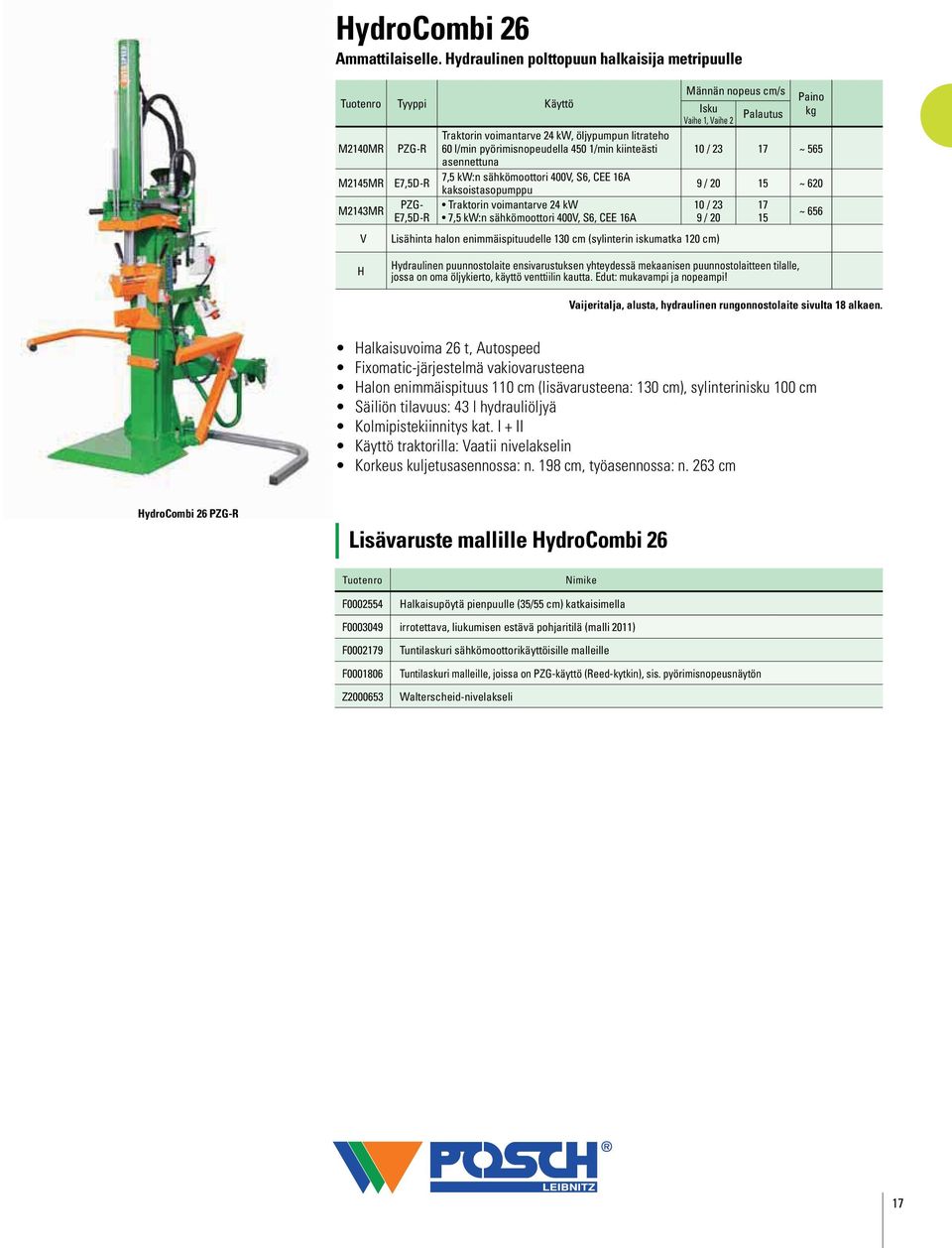 1/min kiinteästi asennettuna 7,5 kw:n sähkömoottori 400V, S6, CEE 16A kaksoistasopumppu Männän nopeus cm/s Isku Palautus Vaihe 1, Vaihe 2 Paino kg 10 / 23 17 ~ 565 9 / 20 15 ~ 620 10 / 23 9 / 20