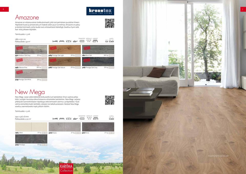 1380 x 157 x 10 Pakkauskoko 1,30 m 2 HOTELLIT LIIKKEET 33/AC5 3572 Harbour Oak Grey ER V4 4169 Prestige Oak Light ER V4 2821 Rock Oak MX V4 2967 Siberian Pine MX V4 4166 Prestige Oak Nature ER V4