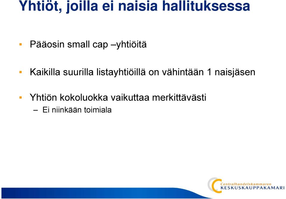 listayhtiöillä on vähintään 1 naisjäsen Yhtiön