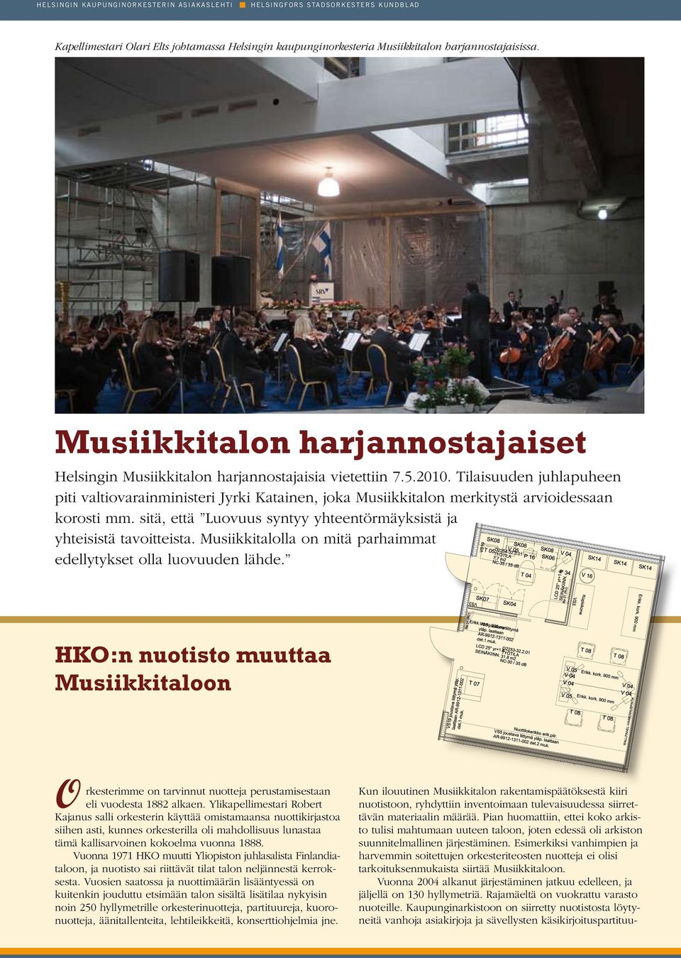Tilaisuuden juhlapuheen piti valtiovarainministeri Jyrki Katainen, joka Musiikkitalon merkitystä arvioidessaan korosti mm. sitä, että Luovuus syntyy yhteentörmäyksistä ja yhteisistä tavoitteista.
