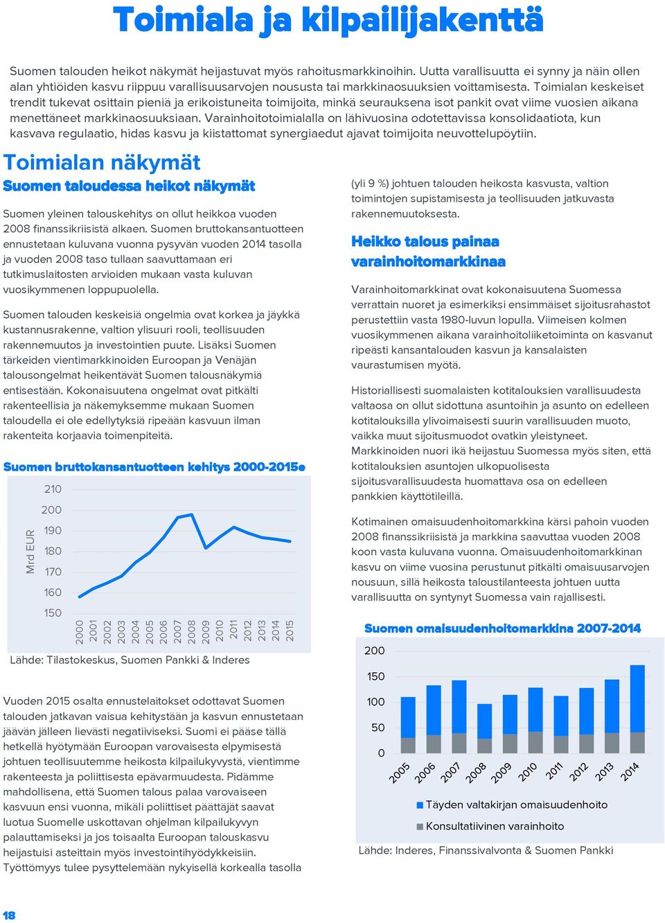 Toimialan keskeiset trendit tukevat osittain pieniä ja erikoistuneita toimijoita, minkä seurauksena isot pankit ovat viime vuosien aikana menettäneet markkinaosuuksiaan.