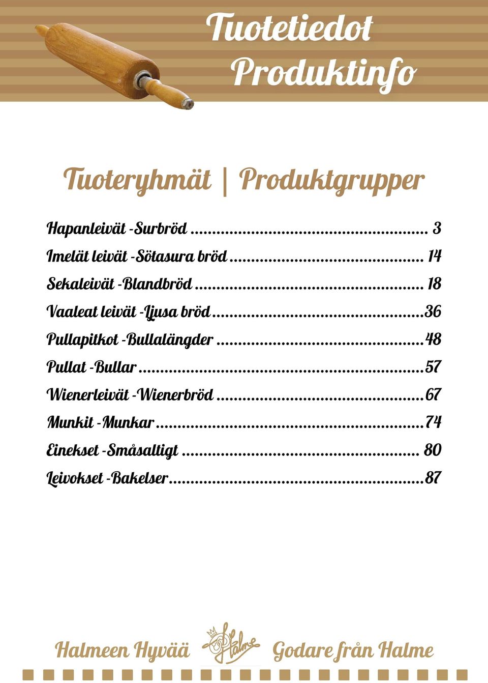 .. 18 Vaaleat leivät -Ljusa bröd... 36 Pullapitkot -Bullalängder.