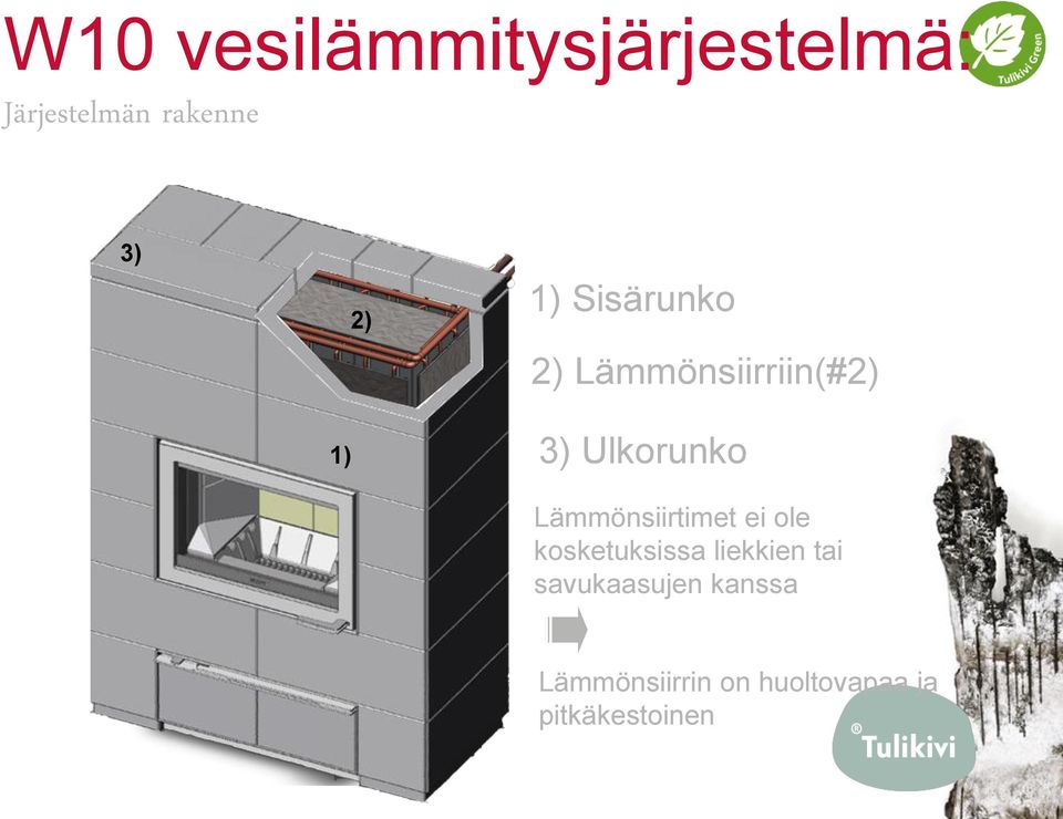 Lämmönsiirtimet ei ole kosketuksissa liekkien tai