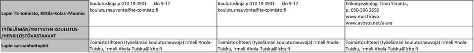fi Toimistosihteeri (työelämän koulutusneuvoja) Irmeli Ahola- Tuisku, Irmeli.Ahola-Tuisku@lshp.
