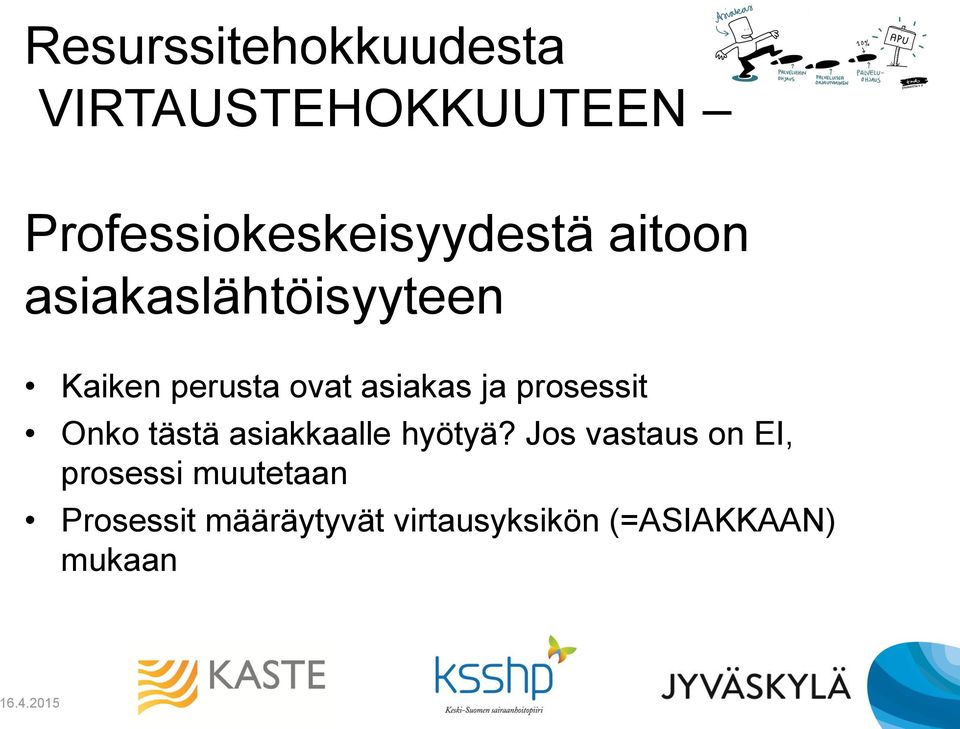 prosessit Onko tästä asiakkaalle hyötyä?