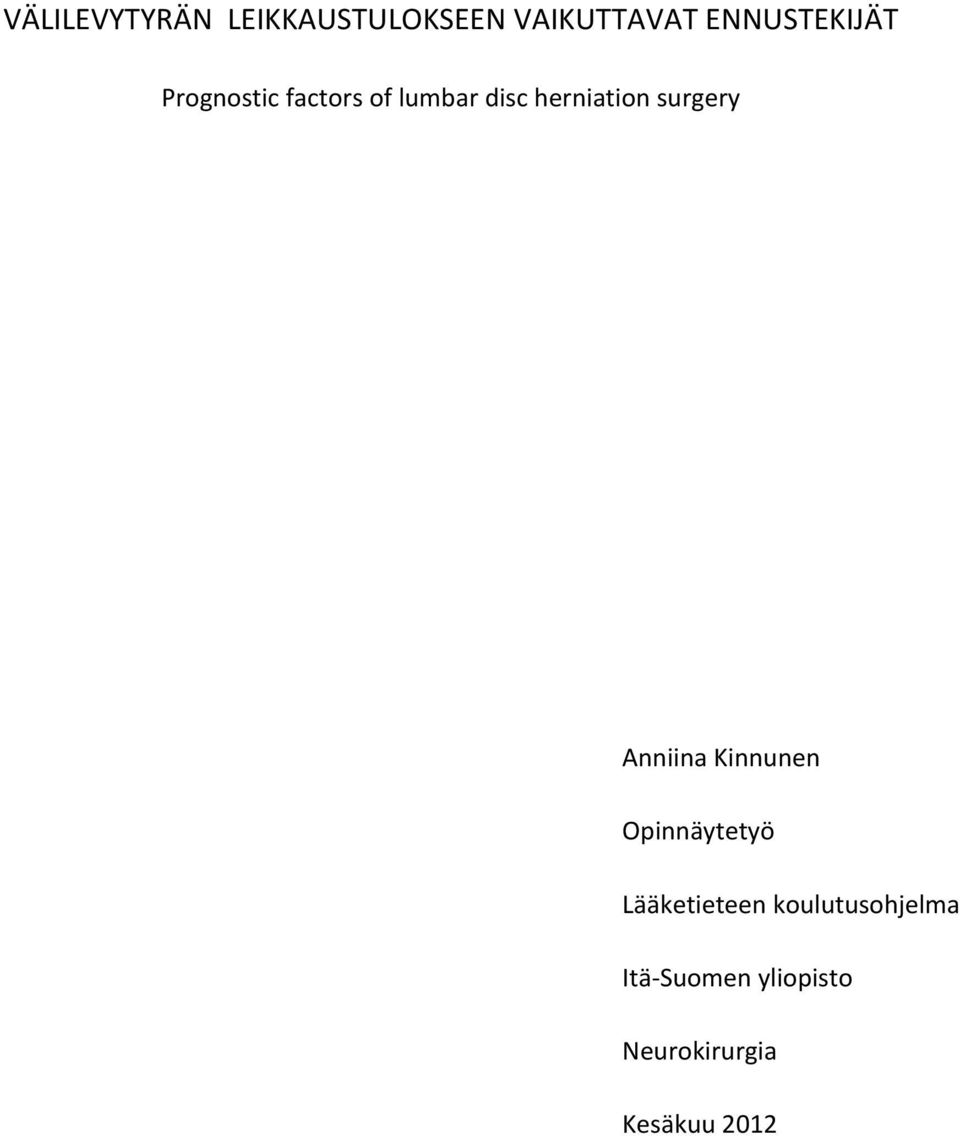 herniation surgery Anniina Kinnunen Opinnäytetyö