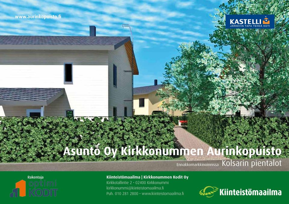 Kolsarin pientalot Rakentaja Kiinteistömaailma Kirkkonummen Kodit