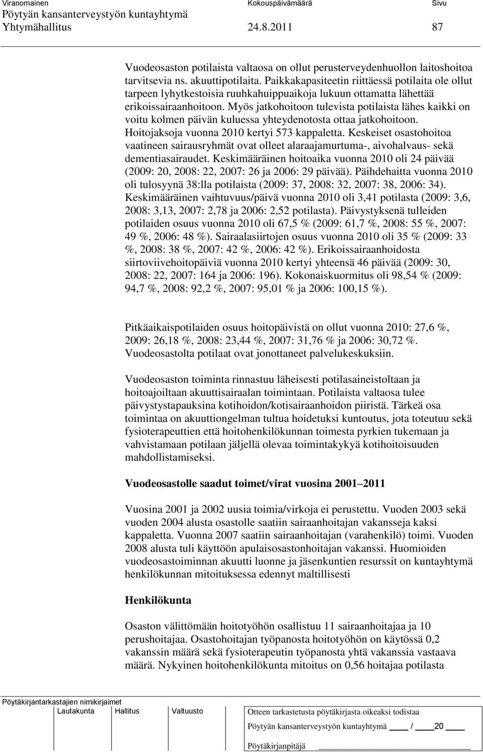 Myös jatkohoitoon tulevista potilaista lähes kaikki on voitu kolmen päivän kuluessa yhteydenotosta ottaa jatkohoitoon. Hoitojaksoja vuonna 2010 kertyi 573 kappaletta.