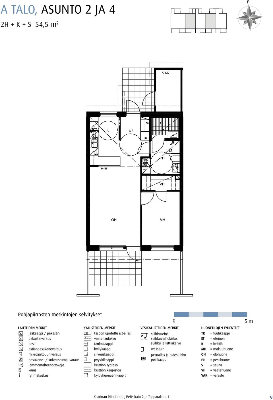 astianpesukonevaraus hyllykaappi wc-istuin MH = makuuhuone mikroaaltouunivaraus siivouskaappi pesuallas ja bidesuihku OH = olohuone pesukone- / kuivausrumpuvaraus pyykkikaappi peilikaappi