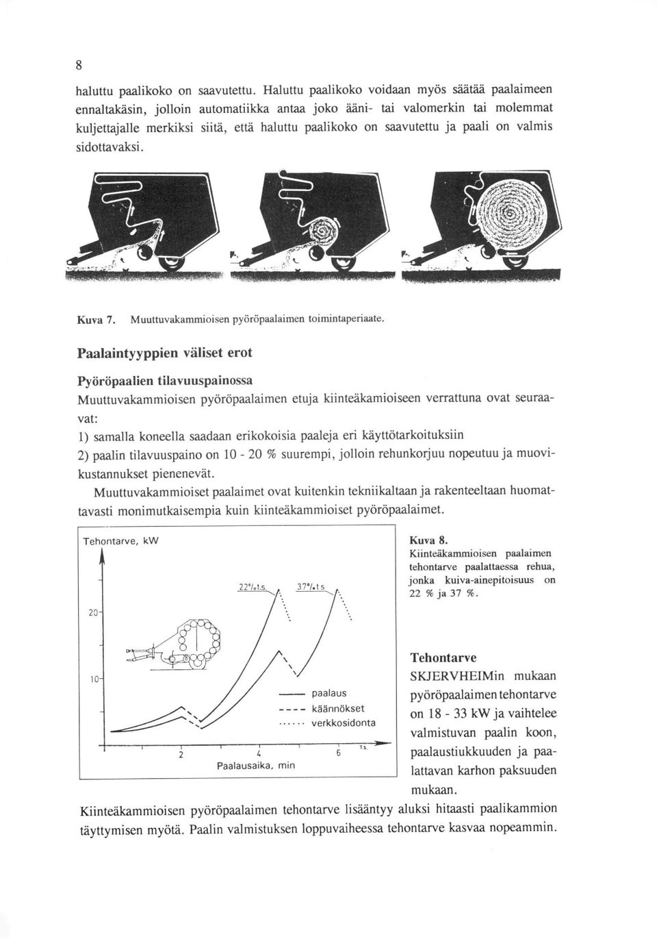 paali on valmis sidottavaksi. Kuva 7. Muuttuvakammioisen pyöröpaalaimen toimintaperiaate.