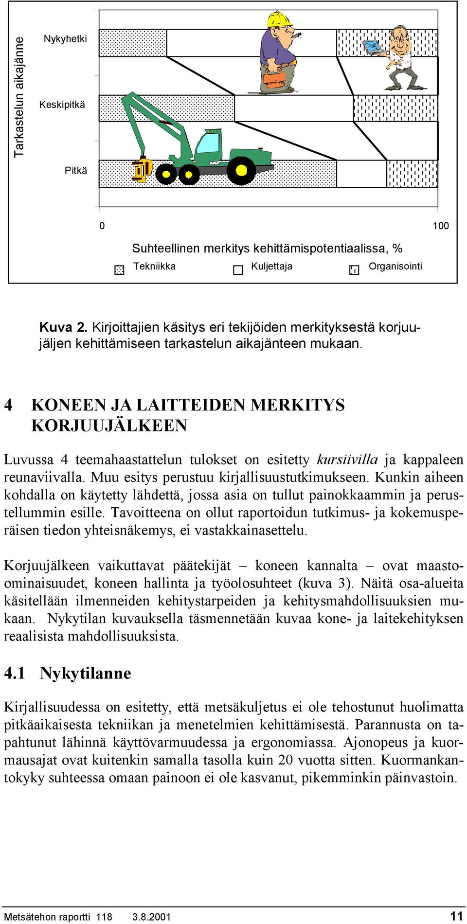 4 KONEEN JA LAITTEIDEN MERKITYS KORJUUJÄLKEEN Luvussa 4 teemahaastattelun tulokset on esitetty kursiivilla ja kappaleen reunaviivalla. Muu esitys perustuu kirjallisuustutkimukseen.