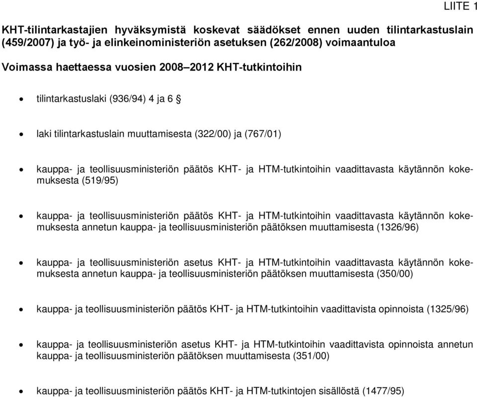 käytännön kokemuksesta (519/95) kauppa- ja teollisuusministeriön päätös KHT- ja HTM-tutkintoihin vaadittavasta käytännön kokemuksesta annetun kauppa- ja teollisuusministeriön päätöksen muuttamisesta