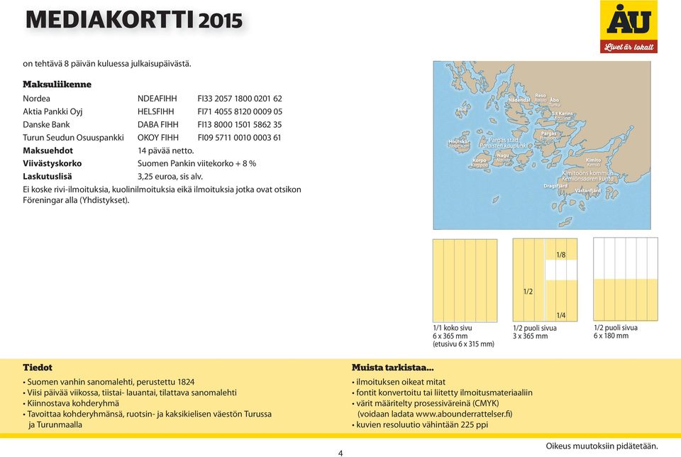 0003 61 Maksuehdot 14 pävää netto. Viivästyskorko Suomen Pankin viitekorko + 8 % Laskutuslisä 3,25 euroa, sis alv.