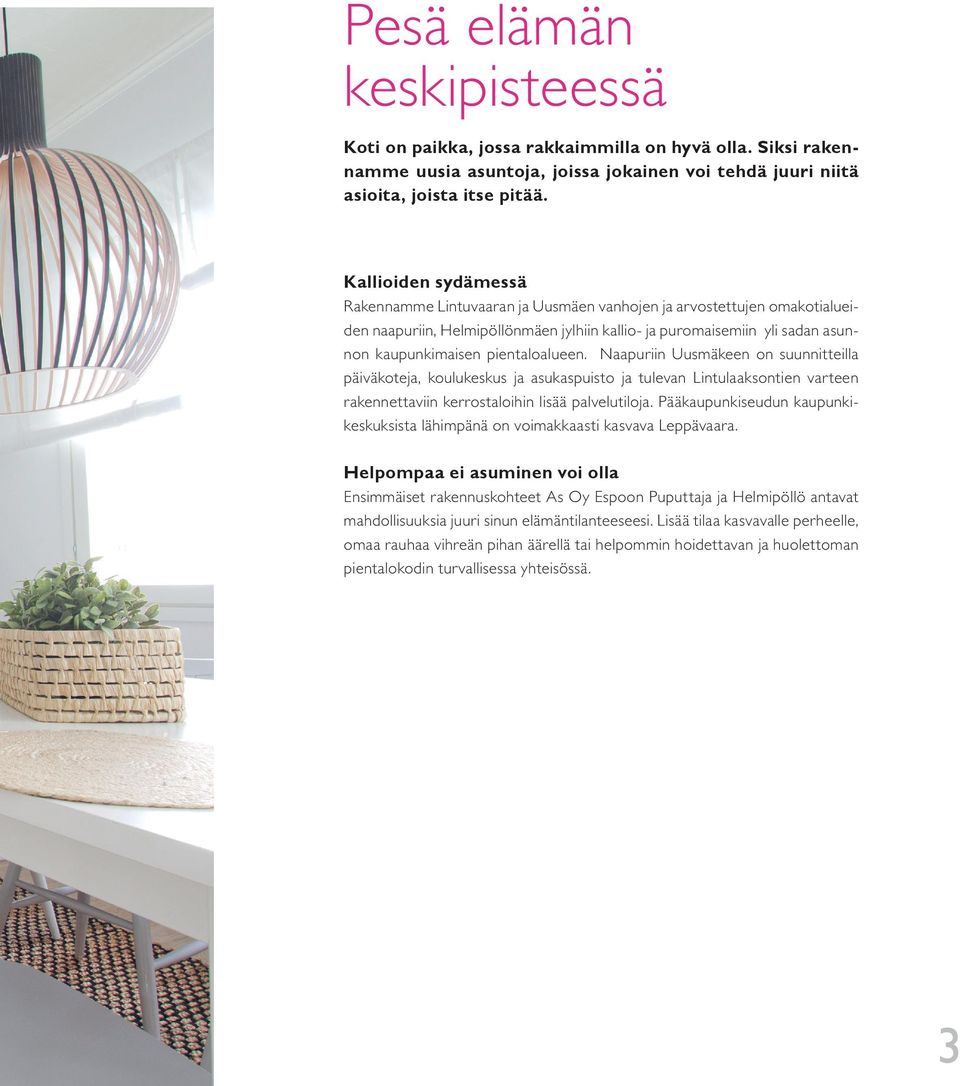 pientaloalueen. Naapuriin Uusmäkeen on suunnitteilla päiväkoteja, koulukeskus ja asukaspuisto ja tulevan Lintulaaksontien varteen rakennettaviin kerrostaloihin lisää palvelutiloja.