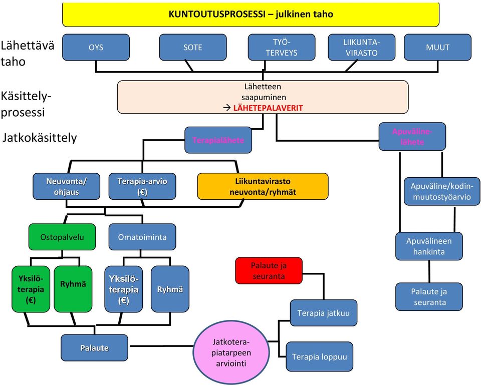 Liikuntavirasto neuvonta/ryhmät Apuväline/kodinmuutostyöarvio Yksilöterapia ( ) Ostopalvelu Ryhmä Omatoiminta Yksilö-