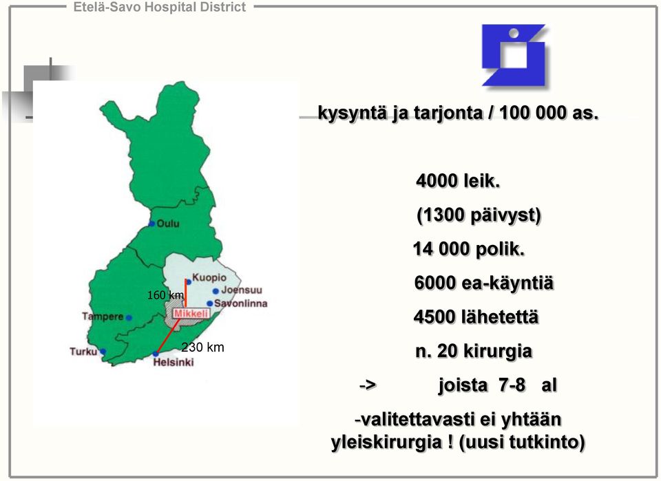 160 km 230 km 6000 ea-käyntiä 4500 lähetettä n.