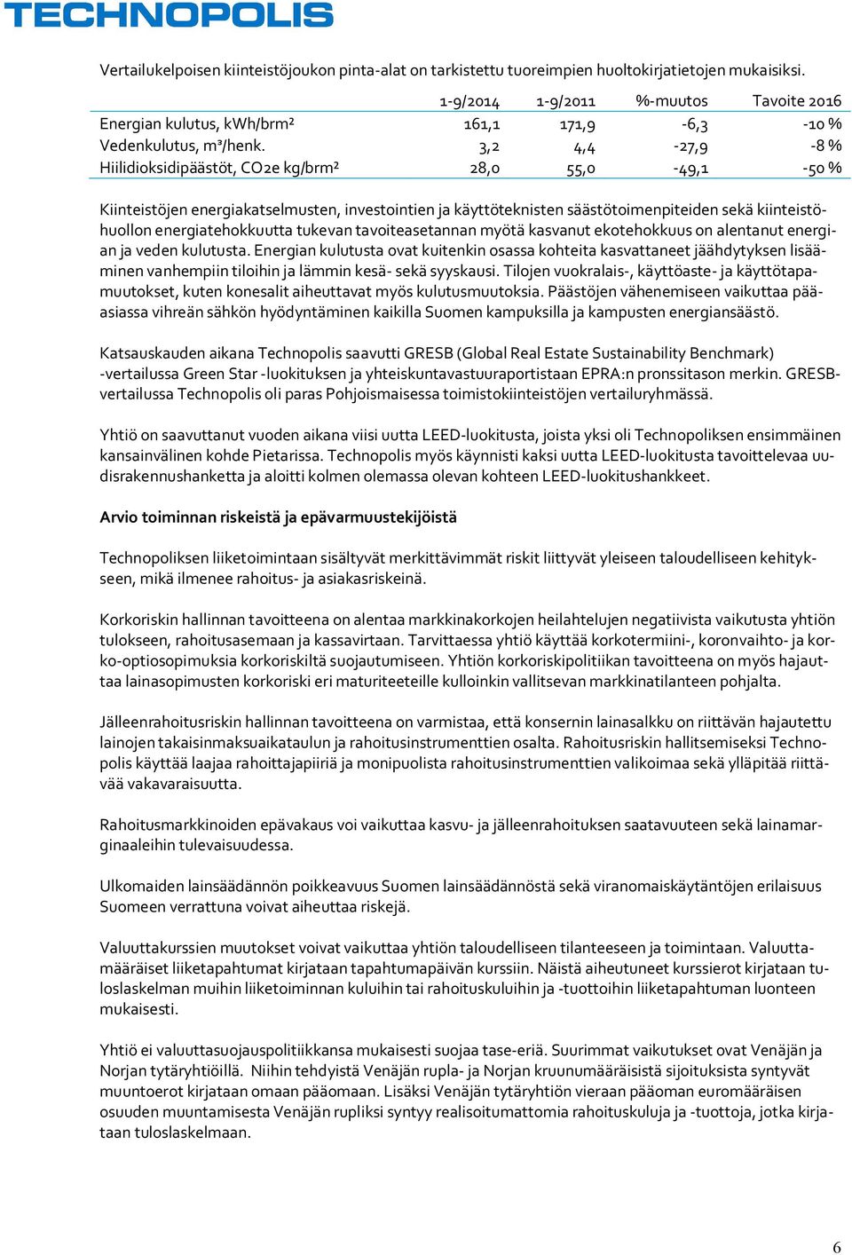 3,2 4,4-27,9-8 % Hiilidioksidipäästöt, CO2e kg/brm² 28,0 55,0-49,1-50 % Kiinteistöjen energiakatselmusten, investointien ja käyttöteknisten säästötoimenpiteiden sekä kiinteistöhuollon