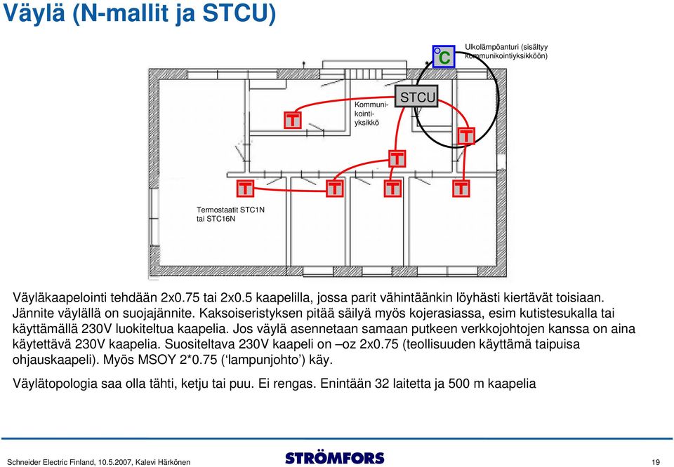 Kaksoiseristyksen pitää säilyä myös kojerasiassa, esim kutistesukalla tai käyttämällä 230V luokiteltua kaapelia.