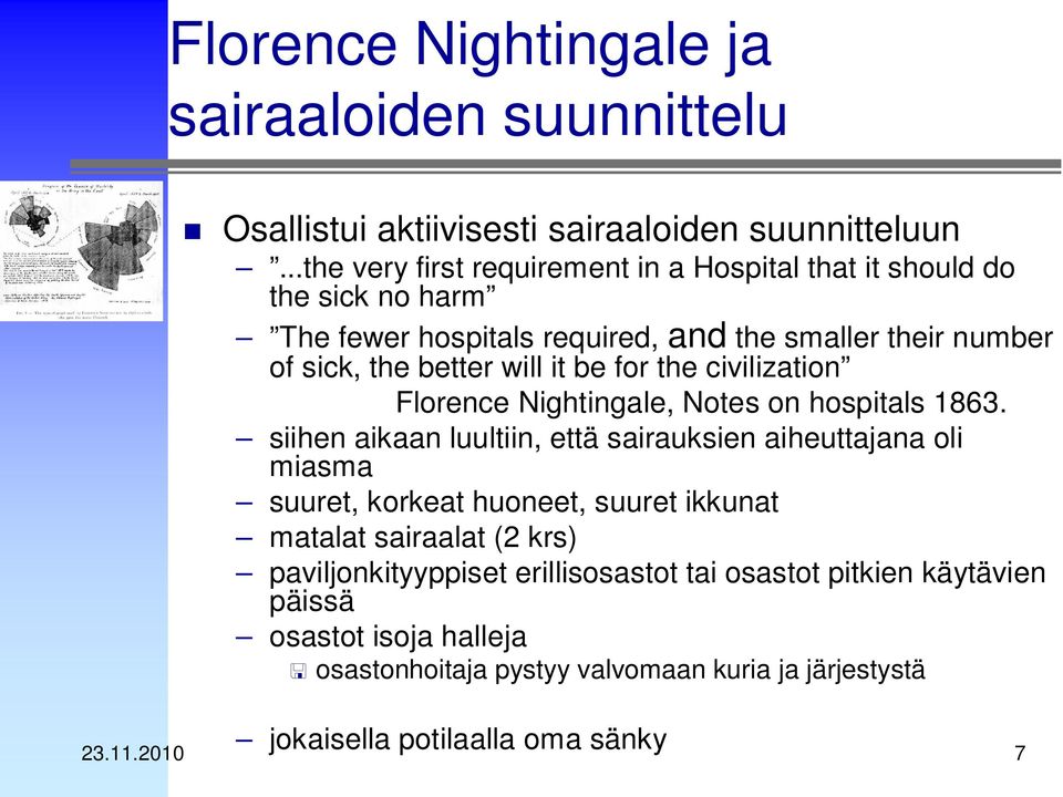 be for the civilization Florence Nightingale, Notes on hospitals 1863.