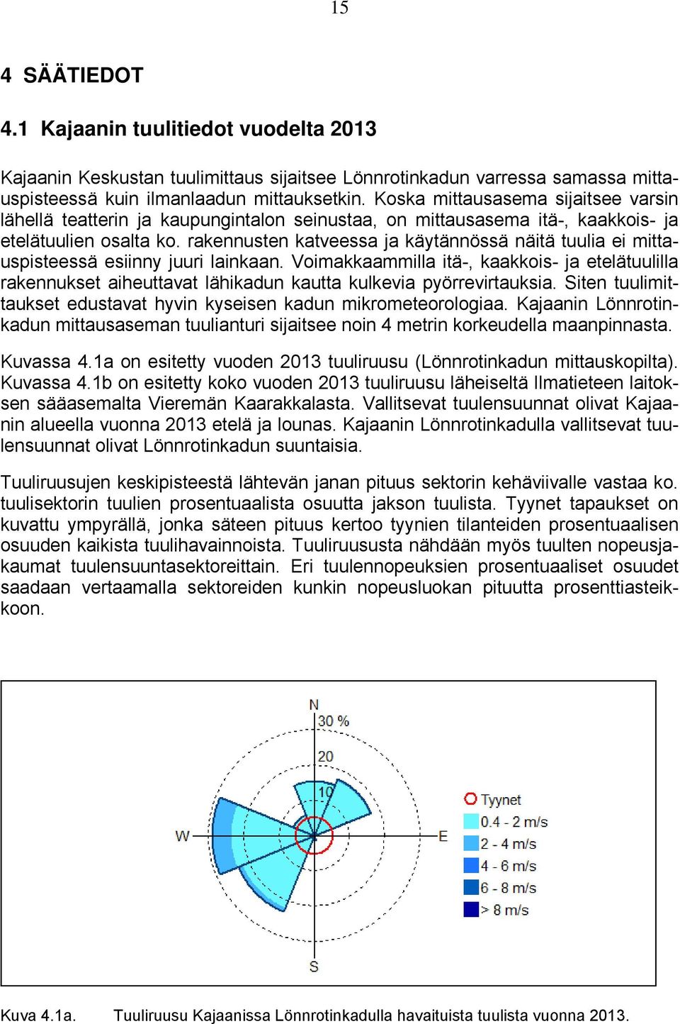 rakennusten katveessa ja käytännössä näitä tuulia ei mittauspisteessä esiinny juuri lainkaan.