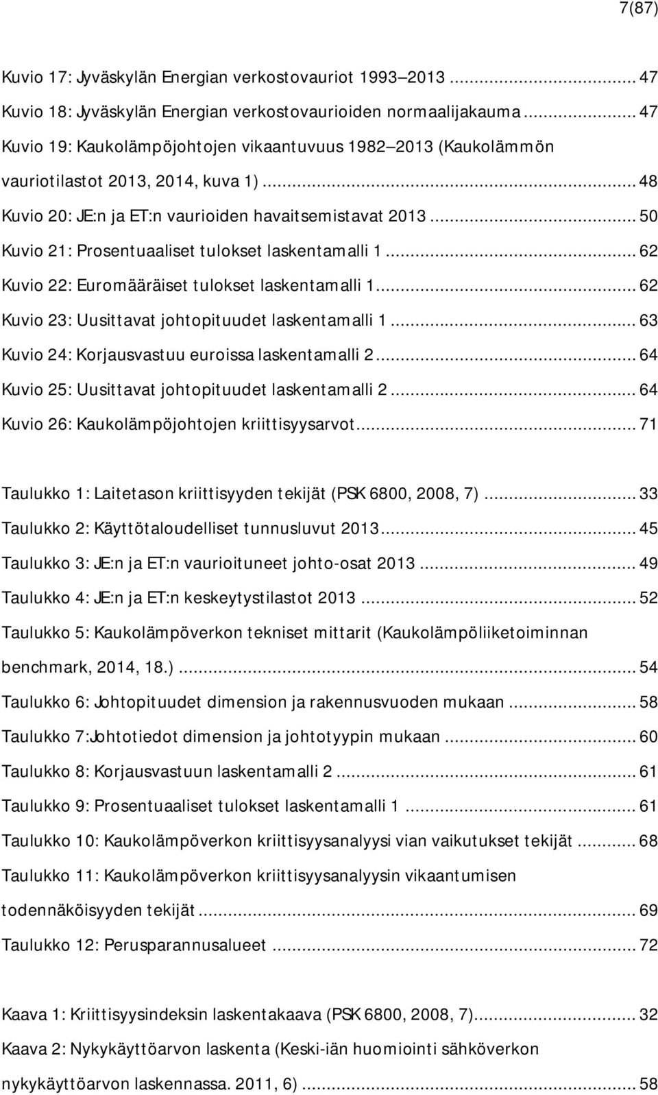 .. 50 Kuvio 21: Prosentuaaliset tulokset laskentamalli 1... 62 Kuvio 22: Euromääräiset tulokset laskentamalli 1... 62 Kuvio 23: Uusittavat johtopituudet laskentamalli 1.