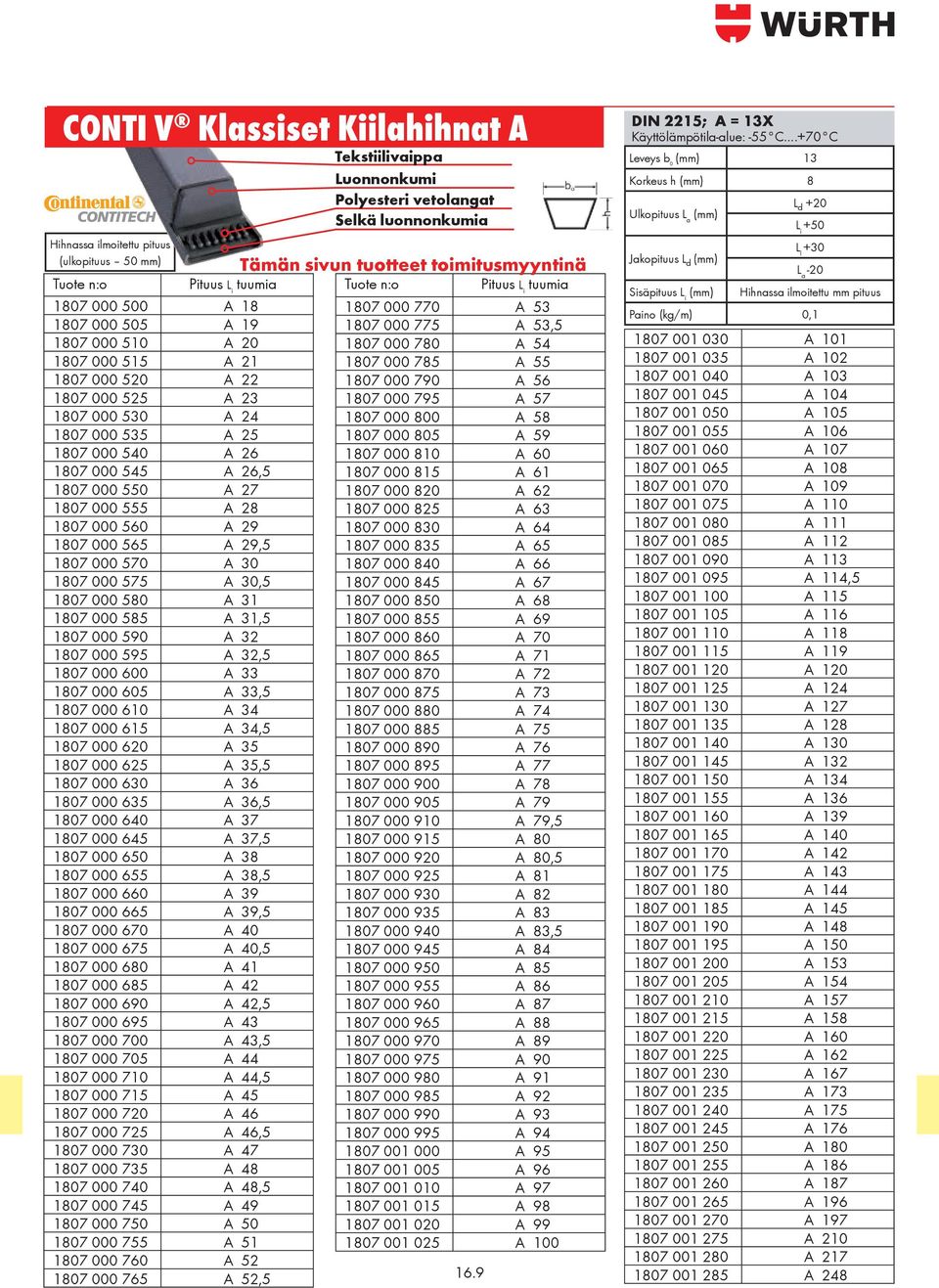 790 A 56 1807 000 525 A 23 1807 000 795 A 57 1807 000 530 A 24 1807 000 800 A 58 1807 000 535 A 25 1807 000 805 A 59 1807 000 540 A 26 1807 000 810 A 60 1807 000 545 A 26,5 1807 000 815 A 61 1807 000