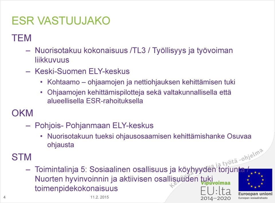 alueellisella ESR-rahoituksella Pohjois- Pohjanmaan ELY-keskus Nuorisotakuun tueksi ohjausosaamisen kehittämishanke Osuvaa