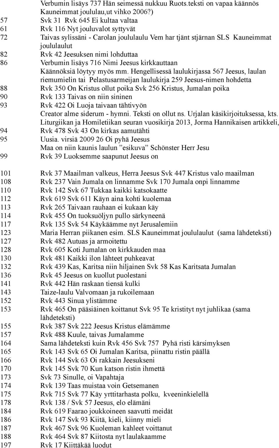 86 Verbumin lisäys 716 Nimi Jeesus kirkkauttaan Käännöksiä löytyy myös mm.