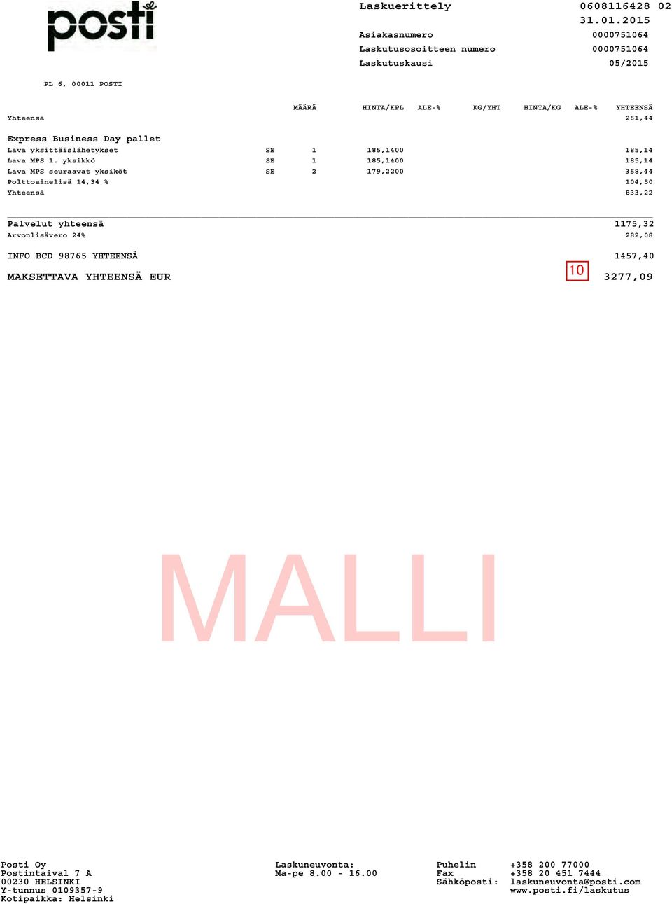 Business Day pallet Lava yksittäislähetykset SE 1 185,1400 185,14 Lava MPS 1.