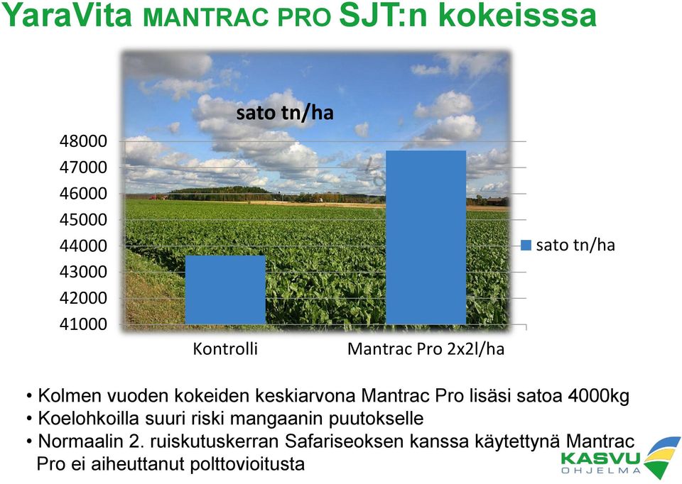 Mantrac Pro lisäsi satoa 4000kg Koelohkoilla suuri riski mangaanin puutokselle Normaalin