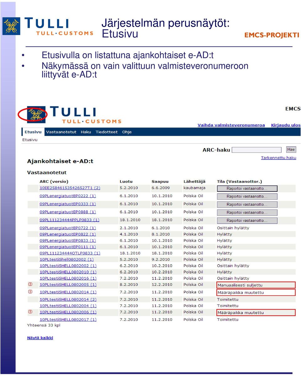 ajankohtaiset e-ad:t Näkymässä on