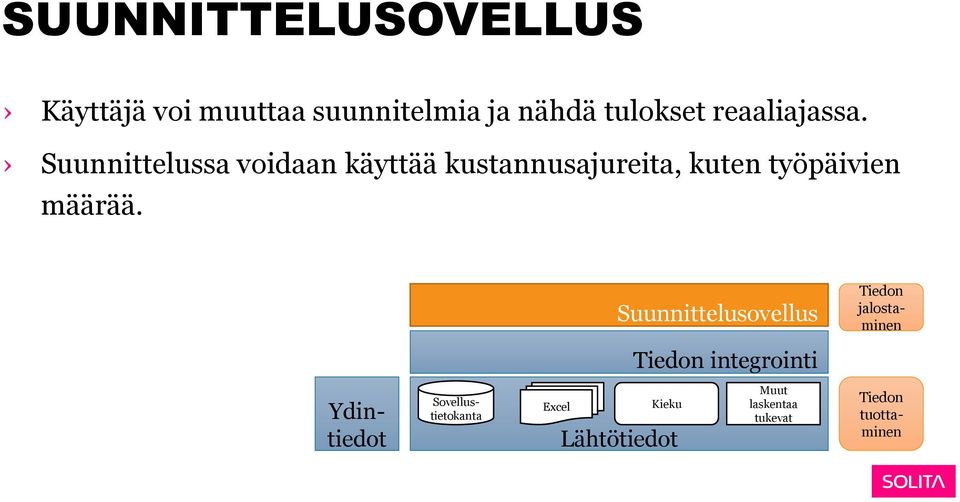 Suunnittelussa voidaan käyttää kustannusajureita, kuten työpäivien määrää.