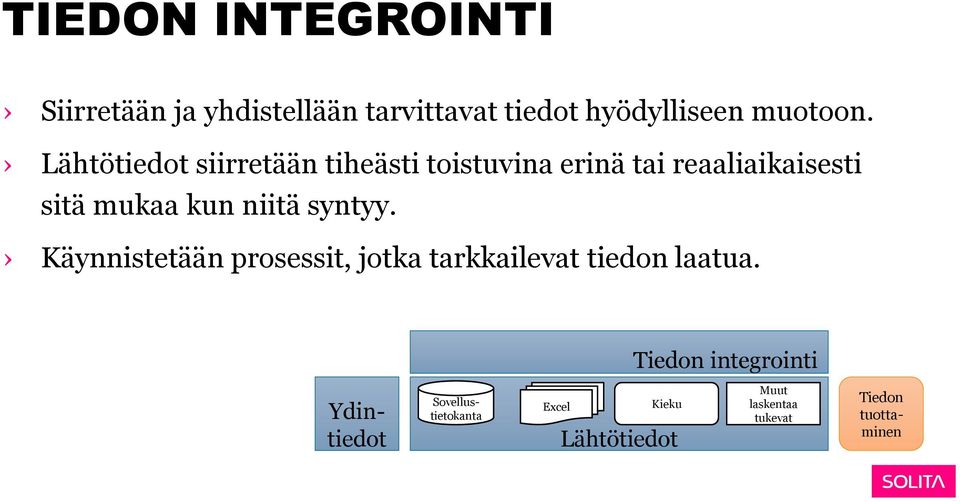 niitä syntyy. Käynnistetään prosessit, jotka tarkkailevat tiedon laatua.