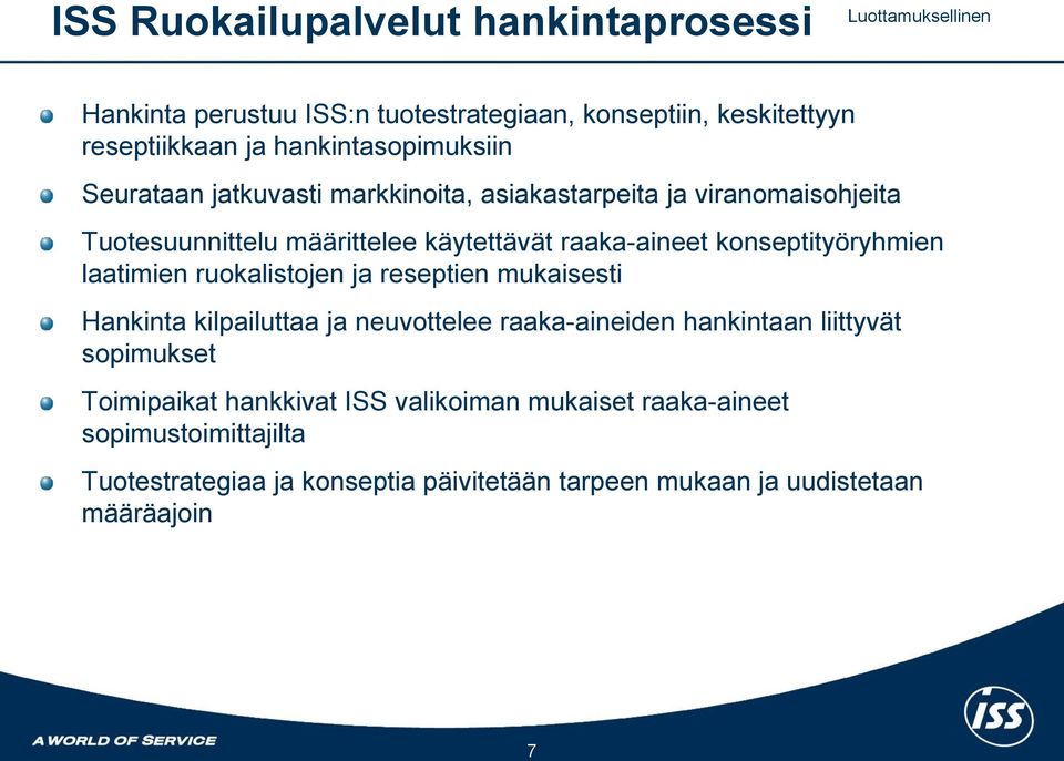 laatimien ruokalistojen ja reseptien mukaisesti Hankinta kilpailuttaa ja neuvottelee raaka-aineiden hankintaan liittyvät sopimukset Toimipaikat