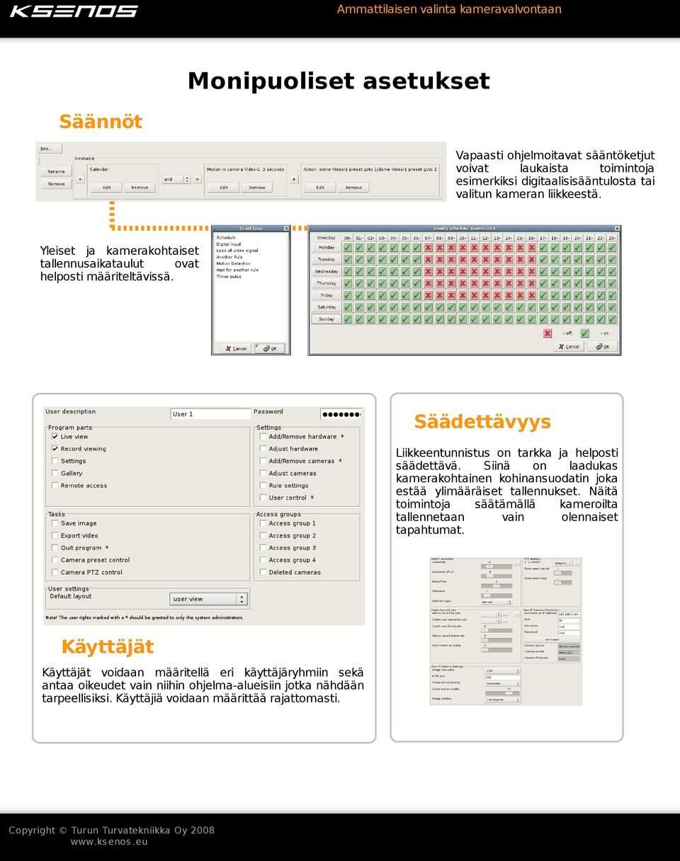 Siinä on laadukas kamerakohtainen kohinansuodatin joka estää ylimääräiset tallennukset.