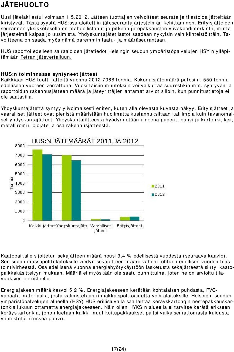 Yhdyskuntajätetilastot saadaan nykyisin vain kiinteistöittäin. Tavoitteena on saada myös nämä paremmin laatu- ja määräseurantaan.