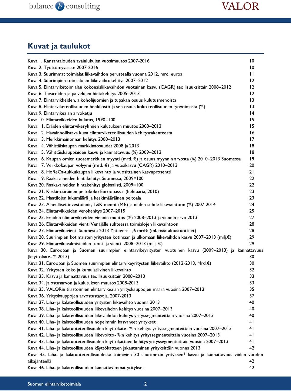 Tavaroiden ja palvelujen hintakehitys 2005 2013 12 Kuva 7. Elintarvikkeiden, alkoholijuomien ja tupakan osuus kulutusmenoista 13 Kuva 8.