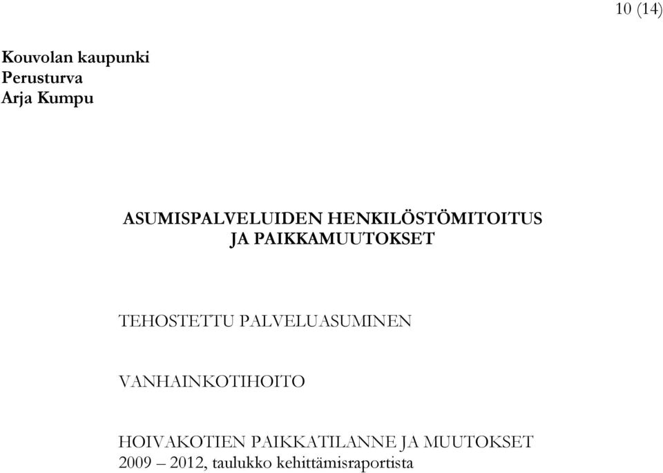 TEHOSTETTU PALVELUASUMINEN VANHAINKOTIHOITO HOIVAKOTIEN