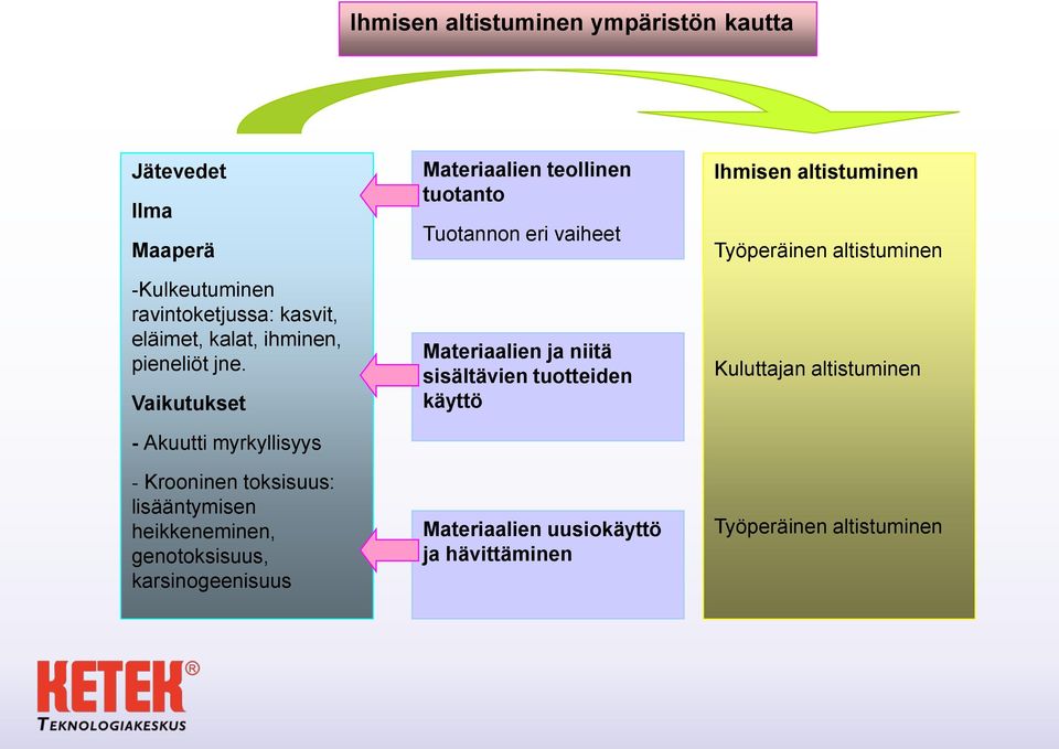 Vaikutukset - Akuutti myrkyllisyys - Krooninen toksisuus: lisääntymisen heikkeneminen, genotoksisuus, karsinogeenisuus