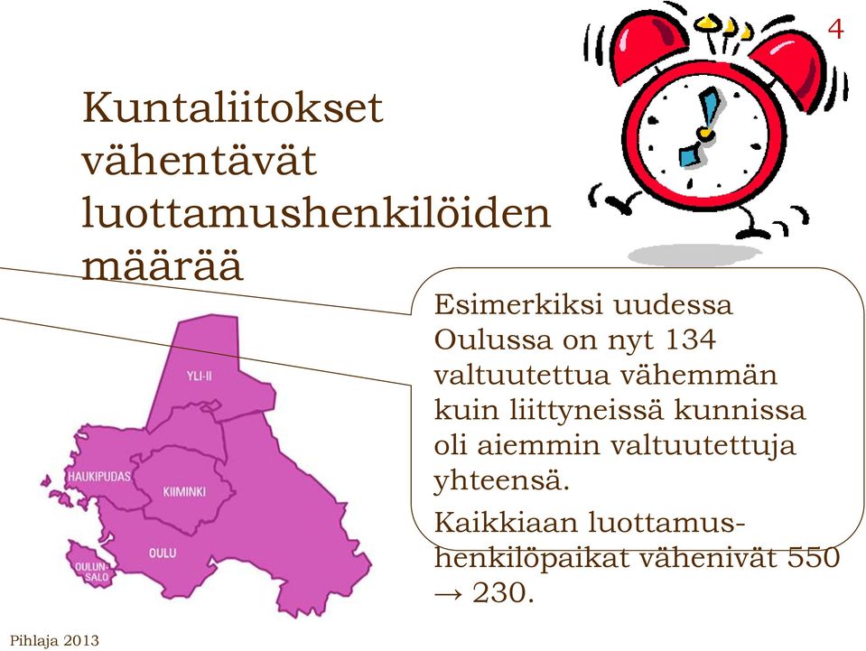 vähemmän kuin liittyneissä kunnissa oli aiemmin