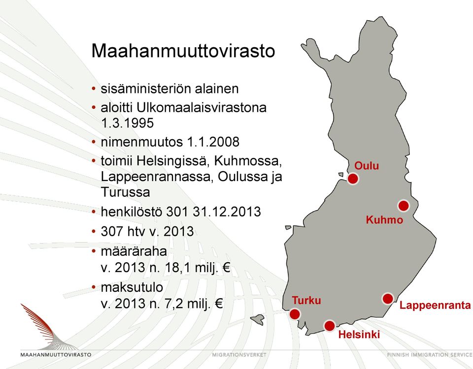 Oulussa ja Turussa henkilöstö 301 31.12.2013 307 htv v. 2013 määräraha v.
