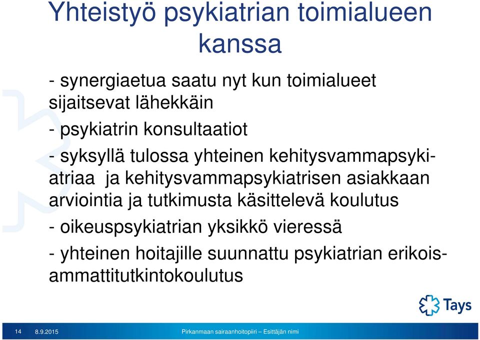 kehitysvammapsykiatrisen asiakkaan arviointia ja tutkimusta käsittelevä koulutus -